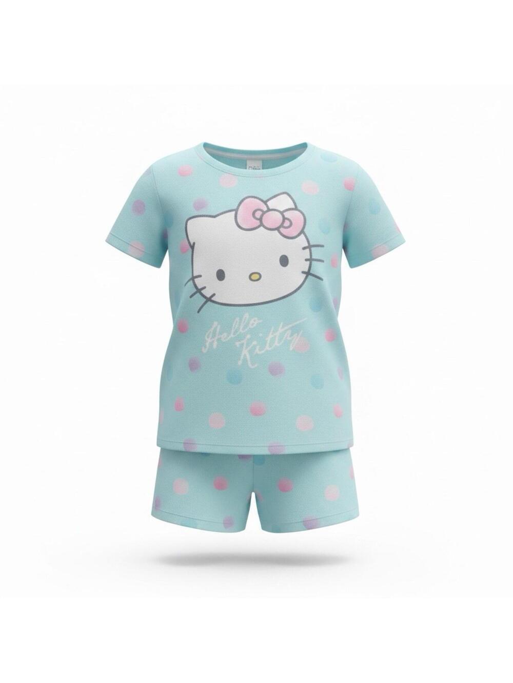 Sanrio Hello Kitty Girls Youth 4 Blue Long Sleeve Snuggly Soft Pajama Set